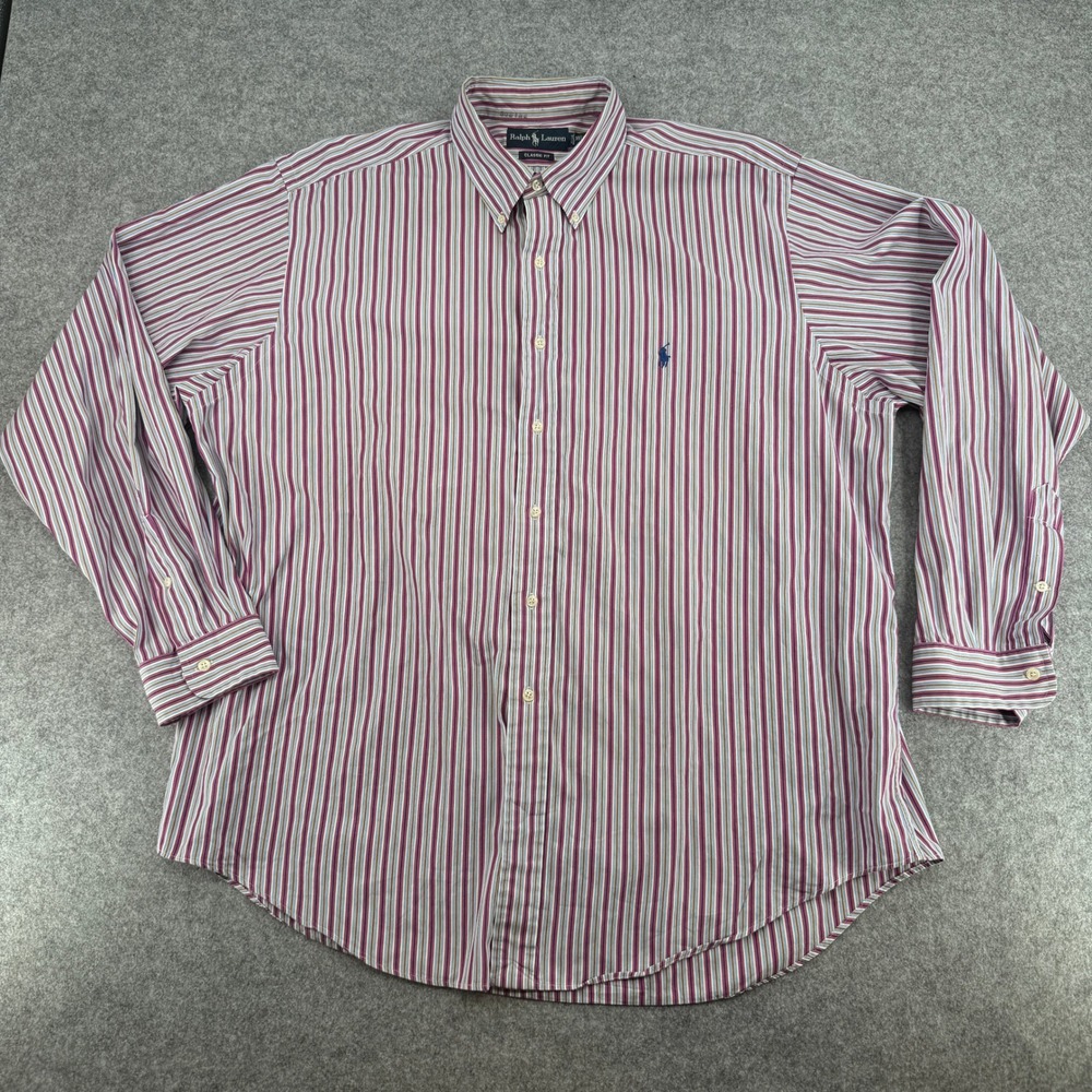 Ralph Lauren Shirt Mens XXL Classic Fit Multicolor‎ Striped Button Down EUC
